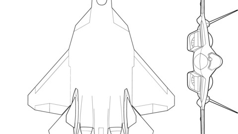 Sukhoi T-50 3-view-svg vector file