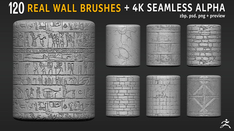 120 Real Wall Brushes+seamless 4k Alpha Vol-2