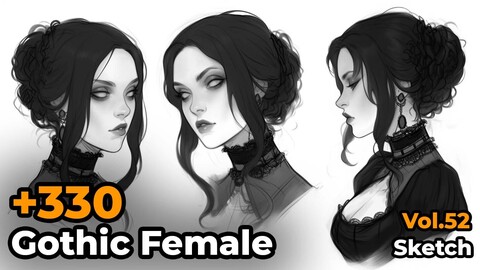 +330 Gothic Female Sketch Reference(4k)