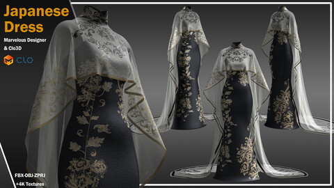 Japanese Dress (ZPRJ, FBX, OBJ, DXF, PDF)