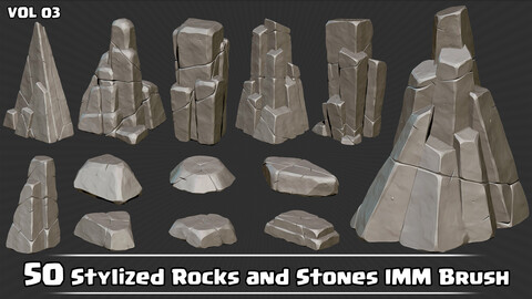 50 Stylized Rocks & Stones IMM Brush VOL03