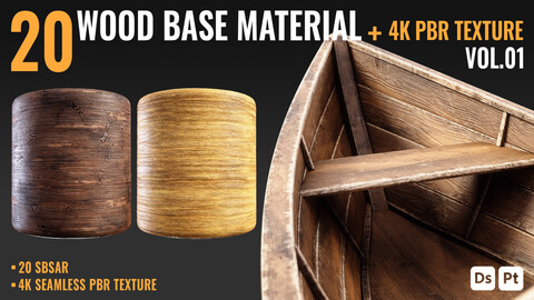 20 WOOD BASE MATERIAL & PBR TEXTURE - VOL 01