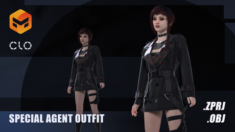 Special Agent Outfit / Marvelous Designer Project + OBJ