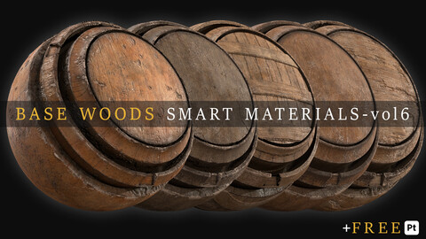 BASE and DAMAGED WOODS Smart Materials for Substance 3D Painter - VOL 06