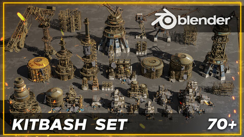 Industrial dystopian city - Kitbash Set - Kitbash Asset Pack