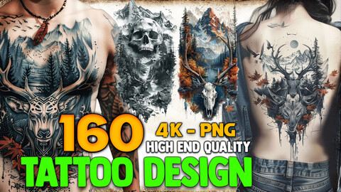 160 Tattoo Design (PNG Files)-4K- High Quality