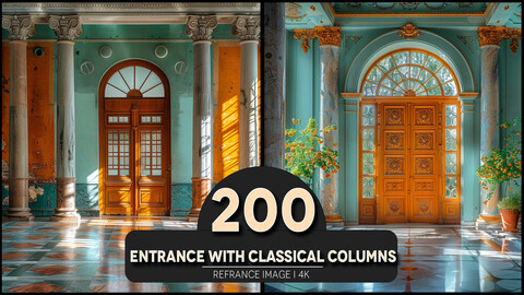 Entrance with Classical Columns 4K Reference/Concept Images