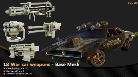 18 War car weapons Base Mesh - VOL 08