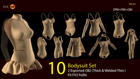 10 Bodysuit Set (VOL.01). MD PROJECTS+OBJ+FBX