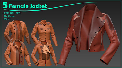 5 female jacket/ zprj+obj+fbx/ clo3d, marvelous designer