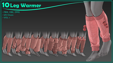 10 female leg warmer/ zprj+obj+fbx/ clo3d, marvelous designer/