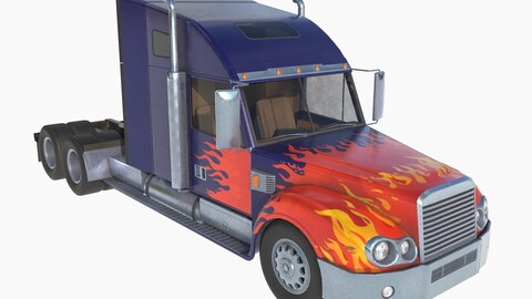 freightliner coronado with flame paint