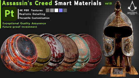 Metal & Wood & Leather Smart Materials + PBR Textures - Assassin's Creed - VOL 01