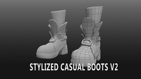 Stylised Casual Boots V2 l Game Ready Model