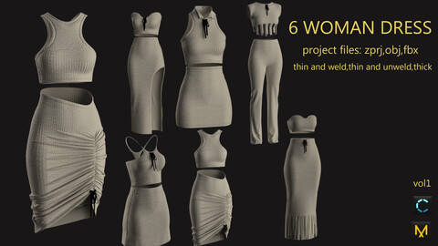 WOMAN DRESS (ZPRJ,OBJ,FBX) WITH NORMALMAP