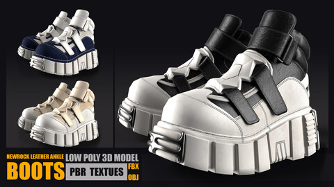 NewRock Leather Ankle Boots Low-poly 3D model PBR Textures