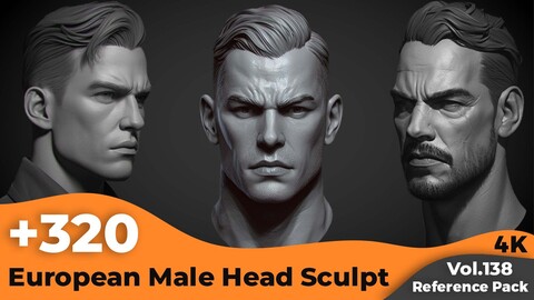 +320 European Male Head Sculpt References(4k)