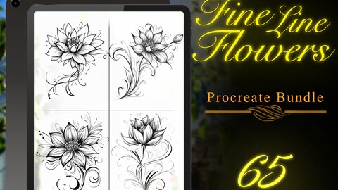 Procreate Flowers tattoo bundle | Procreate tattoo | Procreate stamps | Procreate bundle | Tattoo stencil