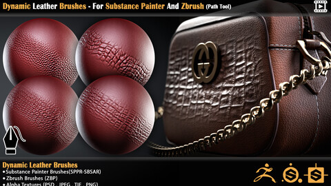 Dynamic Leather Brushes - For Substance Painter And Zbrush (Path Tool)