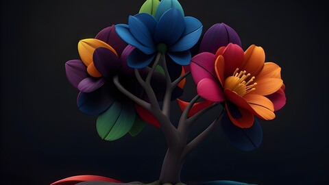 a colorful tree with flowers on it