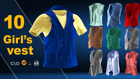 Pack of 10-woman vest / marvelous designer / clo3d / OBJ / FBX