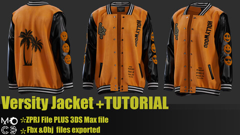 Varsity Jacket (MD project+Tutorial+OBJ+FBX)