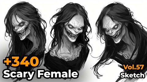 +340 Scary Female Sketch Reference(4k)