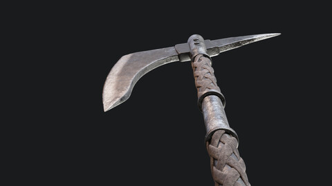 Simple battleaxe for your monster Low-poly 3D model