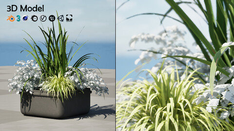 Street Planter with Vibrant Flowers