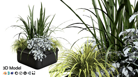 Game Ready Realistic Outdoor Street Plant Pot Model