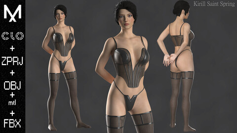 Digital Underwear Marvelous designer/Clo3d OBJ mtl FBX ZPRJ(A-POSE)