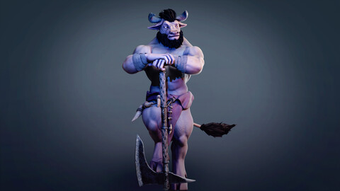 Minotaur - A gentle Monster Rigged character Low-poly 3D model