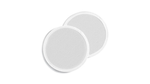 White Round Embroidered Patch Stack - lying embroidery circle badge pair