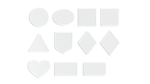 White Embroidered Patch Set - 11 shapes lying embroidery badges