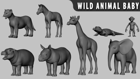 Wild Animal Baby  - Topology + UV Map