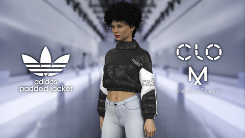 Adidas Cropped Padded Puffer Jacket | CLO 3D & MARVELOUS DESIGNER