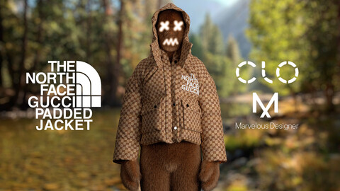 The North Face x Gucci Puffer Padded Jacket 3D MODEL | CLO 3D & Marvelous Designer