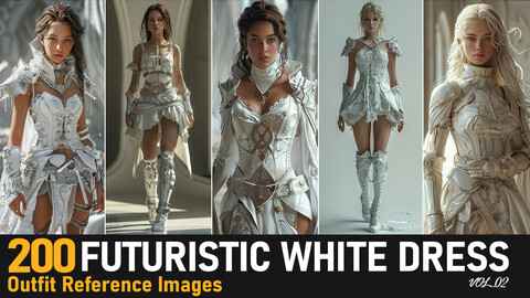 Futuristic White Dress VOL.02| 4K Reference Images