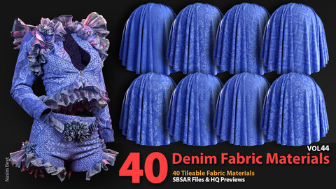 40 Tileable Patterned Denim Fabric Materials-VOL44 SBSAR