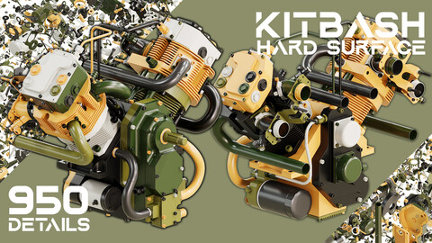 HARD SURFACE KITBASH : Precision Quad Surface Mesh - Engine Design Kit - VOL 9