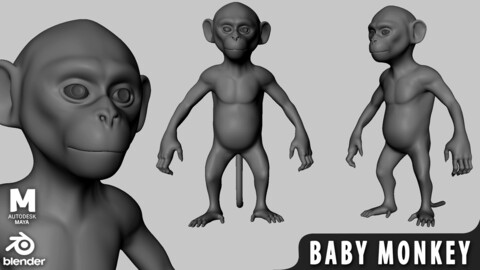 Baby Monkey - Topology + UV Map