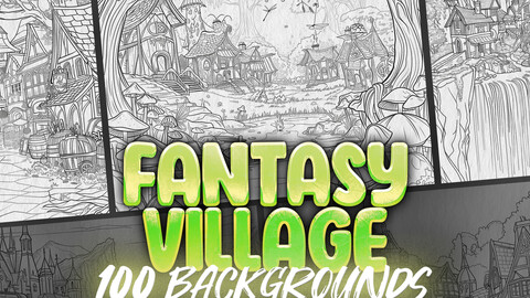 100 Procreate Fantasy Village Backgrounds | Procreate Fairytale Village | Procreate Forest Treehouse | Procreate Fairy Fortresses Backgrounds | Procreate Sketches | Procreate References | Procreate Manga Backgrounds | Procreate Stamps | Procreate Brushes