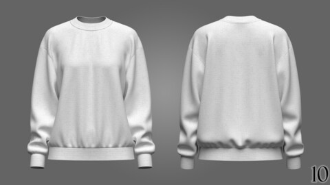 Womans Loose Fit Crew Neck Sweatshirt 3D Model