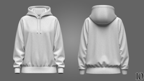 Womans Loose Fit Raglan Sleeve Hoodie 3D Model