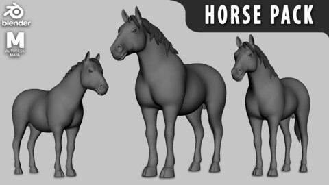 Horse Pack  - Topology + UV map