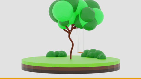 Low-Poly Tree Swing Scene