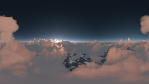 Fluffy Cloudscape at Dawn Aerial 360 14K HDRI #02