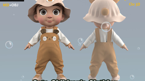 Cute Baby Outfit__Clo3d, Marvelous Designer Project + FBX + OBJ(if needed)