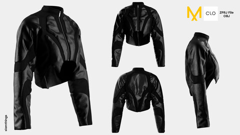 Streetwear Crop Jacket #056 - Clo 3D / Marvelous Designer + FBX / DIGITAL FASHION / HYPEBEAST / FUTURE FASHION