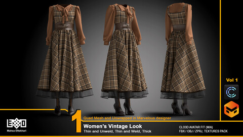 Women's Vintage Look - VOL1 (ZPRJ+FBX+OBJ Files)